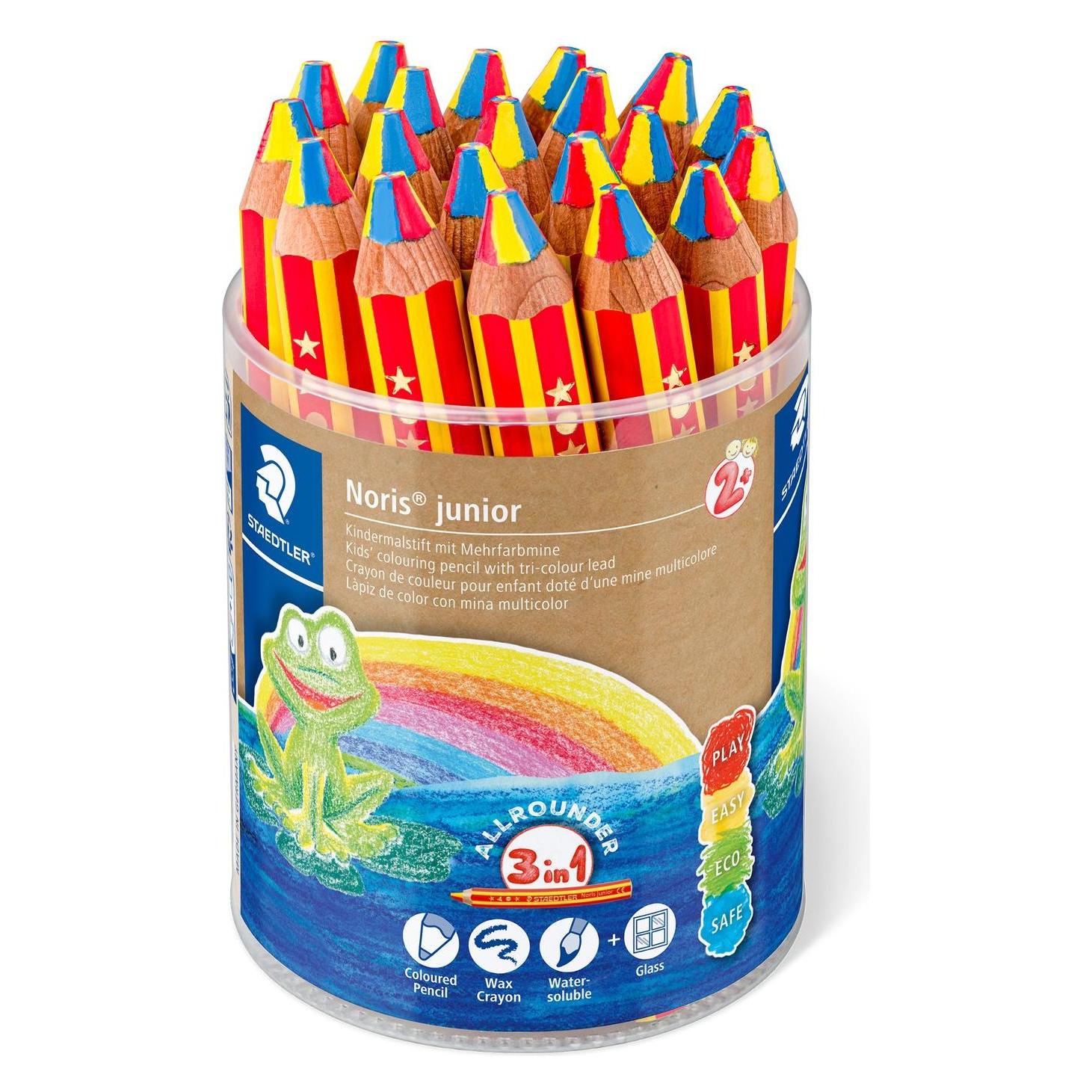 Staedtler Noris junior Kinderbuntstifte. Köcher mit 20 Regenbogenstiften. Buntstifte, Wachsmal- und (20x) (1403 KP20)