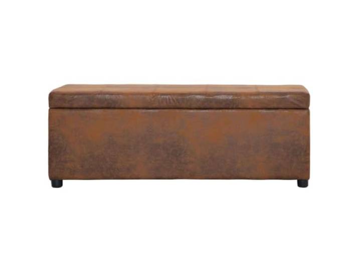 HBBMGYD Aufbewahrungsbank, 116 cm, Braun, Kunstleder Innenfach, weicher Sitz, braunes Kunstleder, Eingang, Wohnzimmer, Stauraum