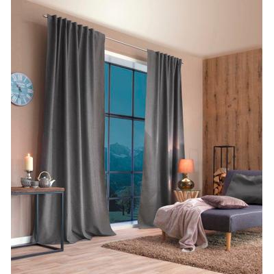 Gardine HOME BASICS "ESKIMO, 1 Stück, Thermo" Gr. 5, grau, B:135cm H:300cm, Polyester, Polyester, Gardinen, Gardine, Thermostoff Uni ESKIMO