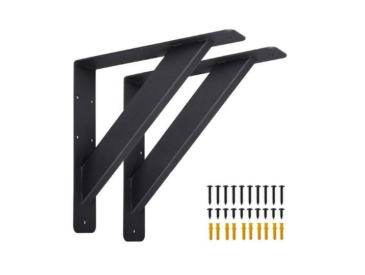 LuxusKollektion Wandregalhalter Regalhalterung L-Dreieck 254x254mm Schwarz, 2-tlg.