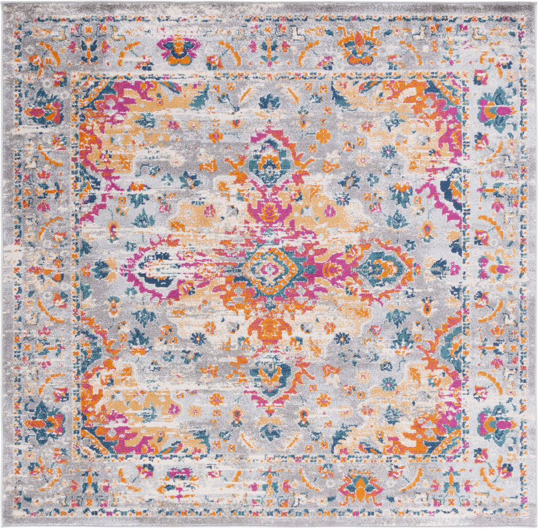 Langley Street Silas Area Rug Grey;Orange;Pink Square 201cm