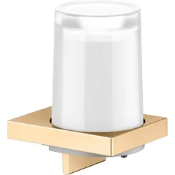 KEUCO Edition 11 Seifenspender 11152259000 mit mattiertem Stülpglas, Messing gebürstet/weiß