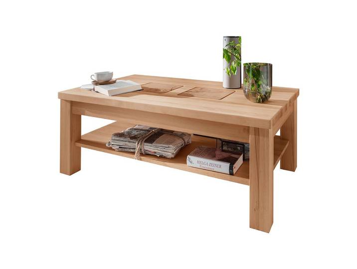 Lomadox Couchtisch WINNIPEG-69, Sofatisch 118x70cm, Kernbuche massiv geölt, Hirnholz-Detail