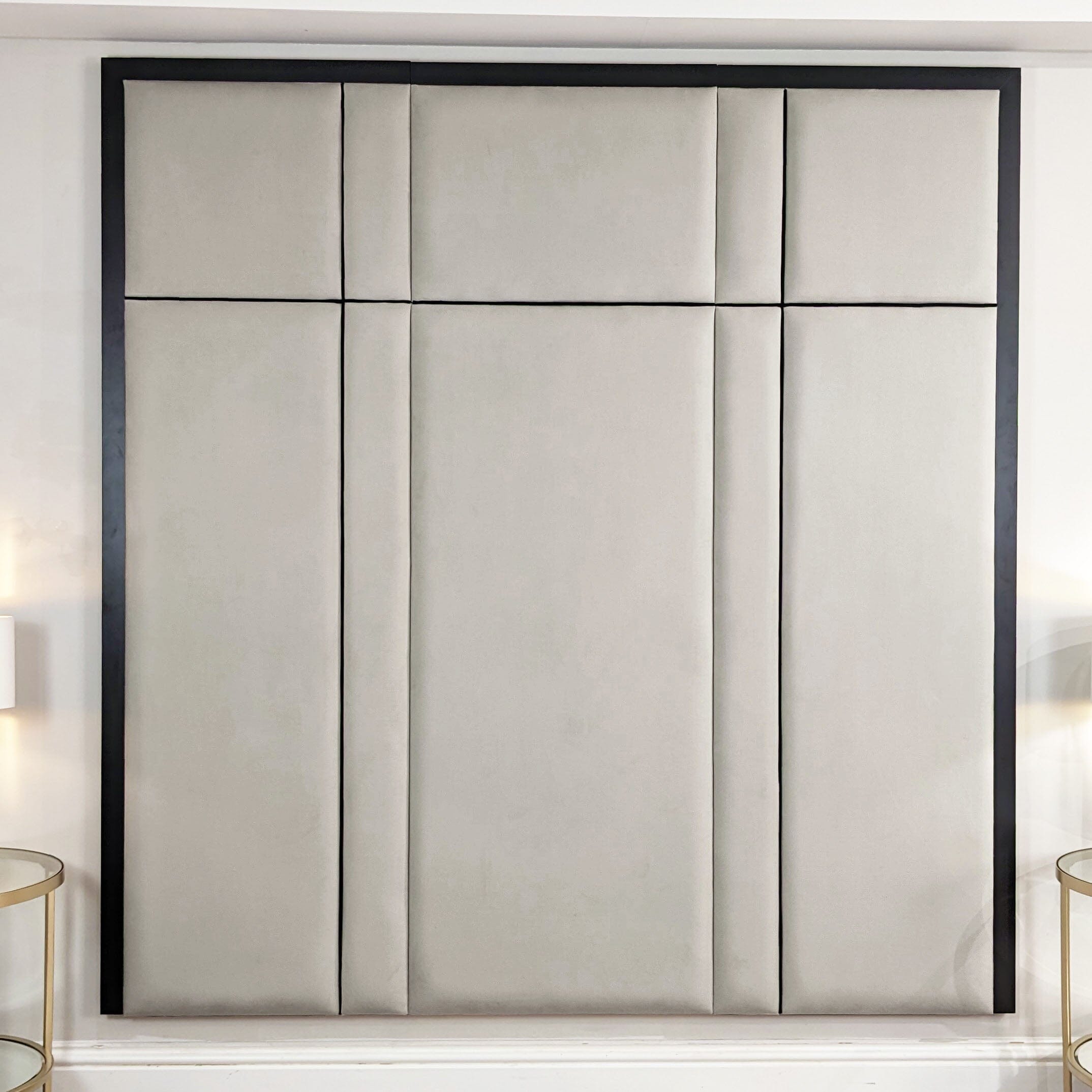 Savoy Smoke & Black Luxury Piped Velvet Headboard, Double / No Wings