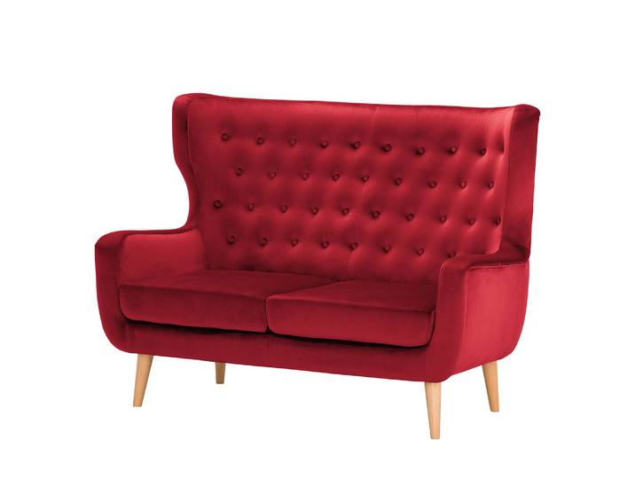 Sofa Boyka I 2-Sitzer Pink/Rot Samt Ravi 144 x 105 x 88cm Skandi