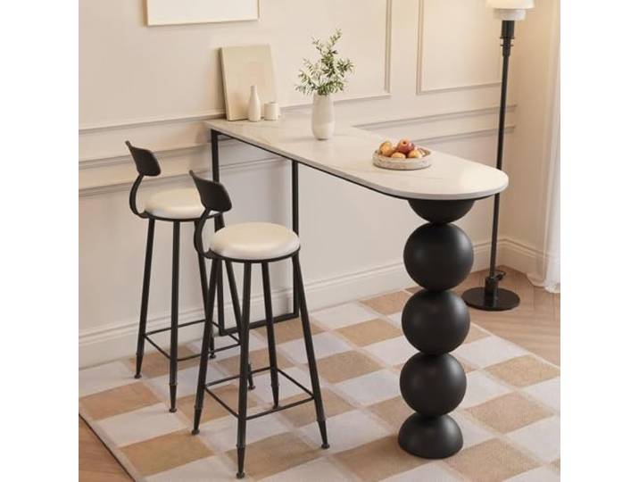 KEIFCUACLA Bartisch, Bistrotisch mit Metallgestell, Sinterstein‑Tischplatte Für Küche, Esszimmer, Wohnzimmer, Restaurant und Hausbar, Thekentisch ohne Hocker für Getränke, Kaffee und Essenszubereitung