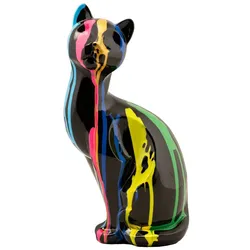 Skulptur BUNTE KATZE II (BHT 16x29x12 cm) - bunt - BHT 16x29x12 cm