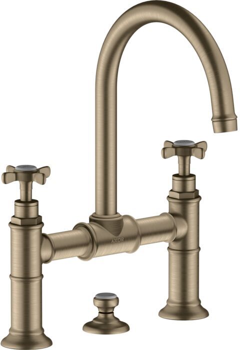 Hansgrohe Axor Montreux 2-Griff-Waschtisch-Brücken-Armatur 16510820 Ausladung 175mm, Zugstangen-Ablaufgarnitur, brushed nickel