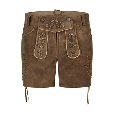 Lederhose SPIETH & WENSKY "Spieth & Wensky Lederhose Kyla", Damen, Gr. 36, N-Gr, braun (patina, st braun), Obermaterial: 100% Lammleder LEL., uni, regular fit, Hosen, mit hochwertigem Leder