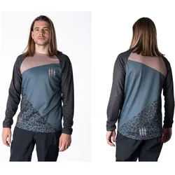 Muc-Off, Unisex, Velotrikot, Muc Off Long Sleeve Riders Jersey Grey Stone Leopard S (S), Grau