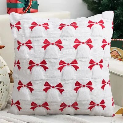 Perfect Picks Market Cozy Knitted Christmas Cushion Cover With Santa & Tree Design For Sofa And Holiday Home Decor christmas Bell Bow