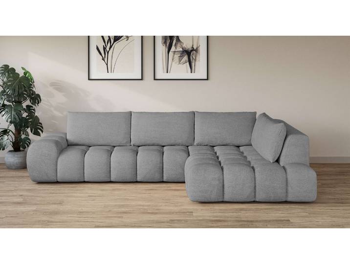 Ecksofa, 100% Polyester, Hellgrau, 296×176,5 cm, L-Form, Modern, Inosign