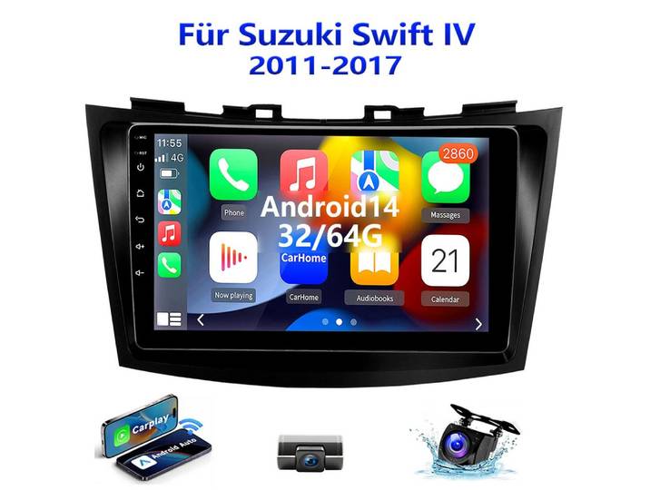 ESSGOO 9'' DAB+ Android 15 CarPlay Autoradio GPS NAV Für Suzuki Swift IV FZ Navigationsgerät (Apple Carplay Android Auto GPS Navi WIFI BT EQ)