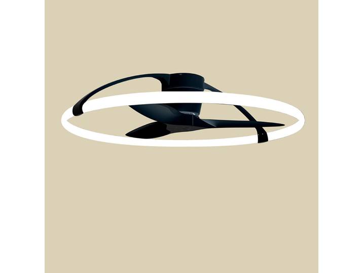Ventilateur de plafond LED intelligent Nepal, noir, DC silencieux - Mantra Mantra Iluminación - Salon / séjour - Moderne - Métal - Anneau
