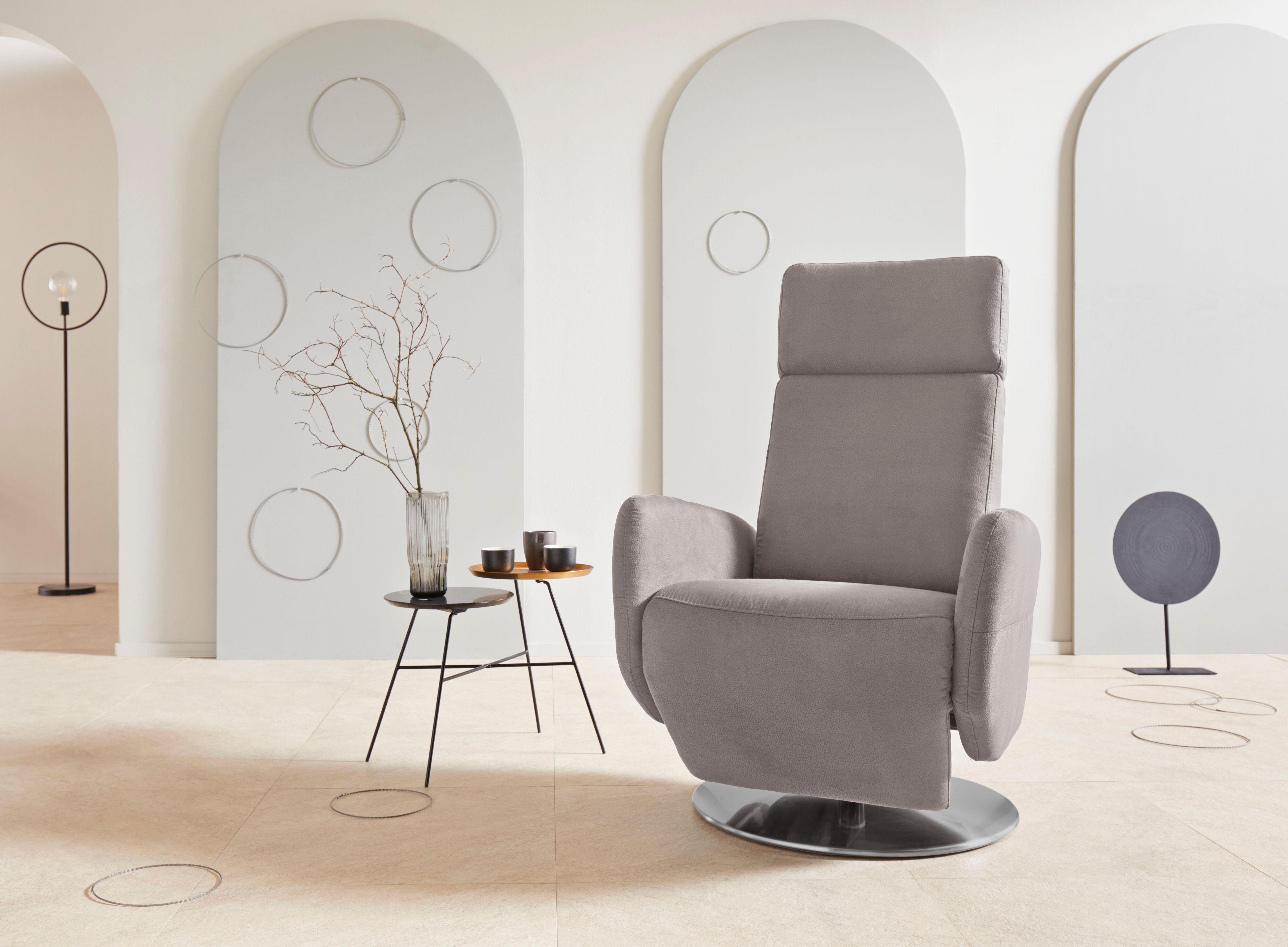 TV-Sessel SIT & MORE "Kobra mit Kopfteilverstellung, Drehfunktion & manueller Relaxfunktion", grau, B:71cm H:113cm T:82cm, 100% Polyester, Sessel, TV-Sessel, Ergonomie M: manuelle Fussstütze & Rückenlehne grau Luxus-Microfaser Lederoptik, Ergonomie M, B/H