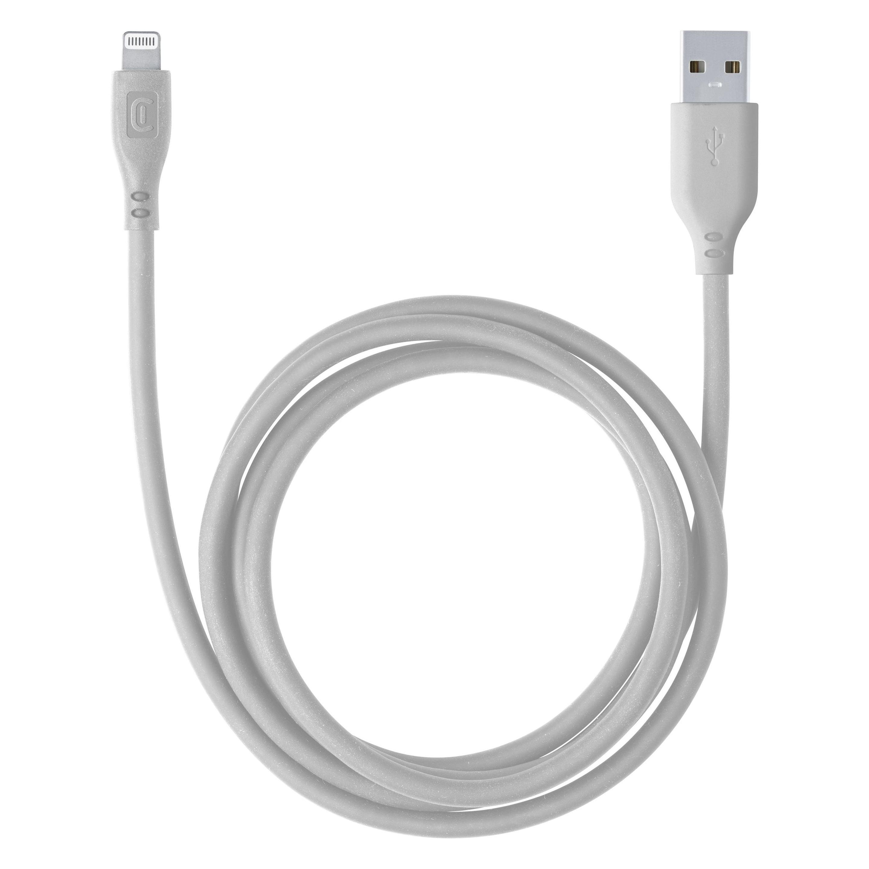 Cellularline Softkabel 120 cm - Lightning Soft Touch Kabel Grau (1.20 m, USB 3.2 Gen 1) (USBDATASOFTMFID)