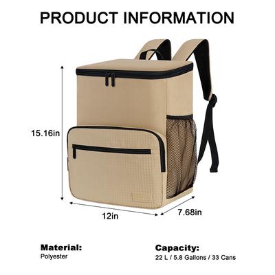 Thermal Food Delivery Backpack Large Capacity Insulated Delivery Backpack Cooler Bag khaki