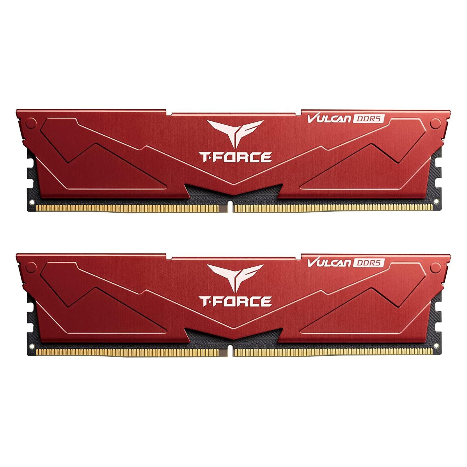 Team Group RAM Team D5 6400 32GB C40 Vulcan red K2 (2 x 16GB, 6400 MHz, DDR5-RAM, DIMM) (FLRD532G6400HC40BDC01)