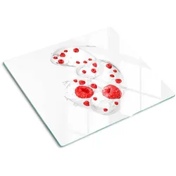 GLASPLATTE 60x52 cm Himbeeren mit Milch