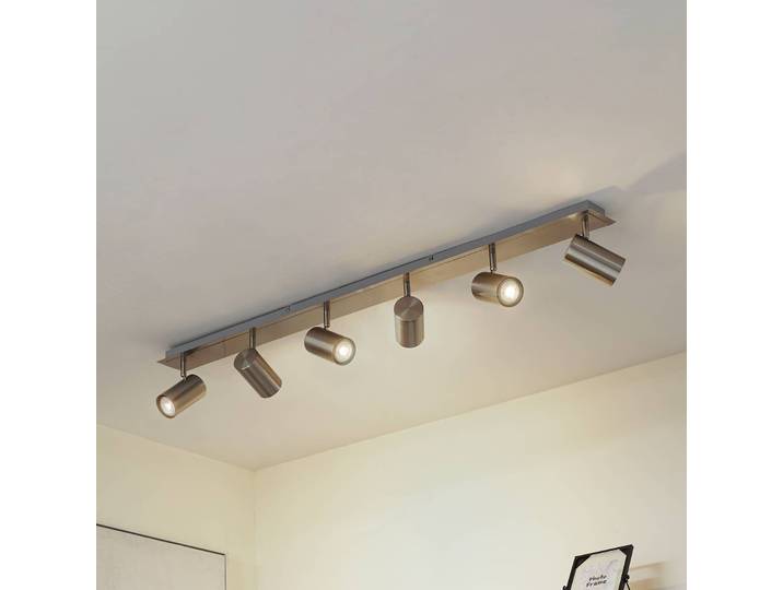 Lindby Deckenstrahler Joffrey, 116 cm, nickel, 6-flg., GU10 Joffrey Lindby, dimmbar, alu / grau / zink, für Wohn- / Esszimmer, Metall, Modern