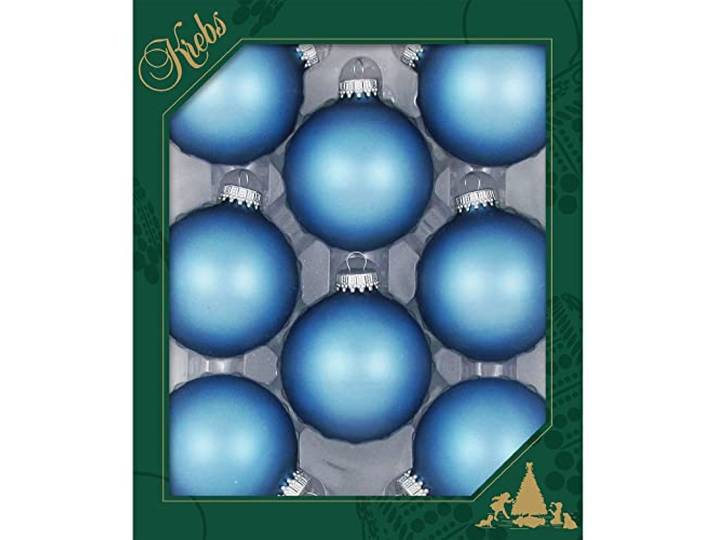 8 Christbaumkugeln aus Glas in hellblau