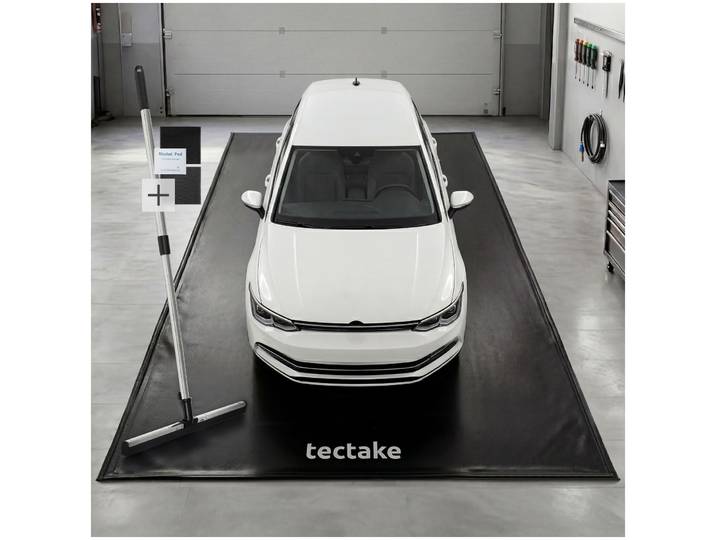 Tapis de sol pour garage, antidérapant, imperméable, avec raclette - noir