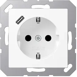 JungSCHUKO-Steckdose mit USB-Ladegerät Typ C (schneeweiß matt)