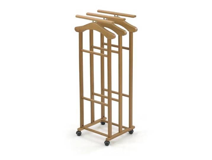 Arredamenti Italia TRIELLO, Holz - 3 Kleiderbügel und 3 Hosenhalter, Kirschbaum-Finish - Ar-It das Herz des Holzes