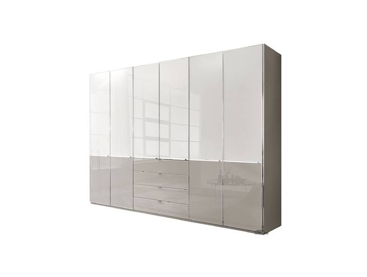 Kleiderschrank mit Glasfront 300 cm - weiß - SHANGHAI 2