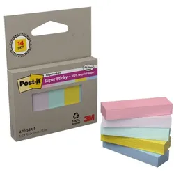 Post-it Notes 5x Haftnotizen »Super Sticky 100 % Page Marker« 1,5 x 5 cm gelb / rosa / lila / gelb