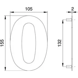 Edi Hausnummer Ziffer 0 VA ma 155mm B.105mm