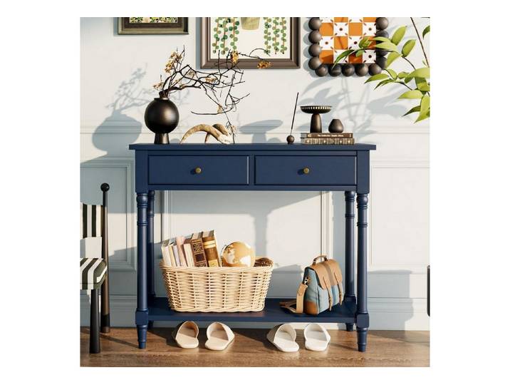 LuxusKollektion Konsolentisch Konsolentisch Holz Blau 90x35x77cm (1-St)