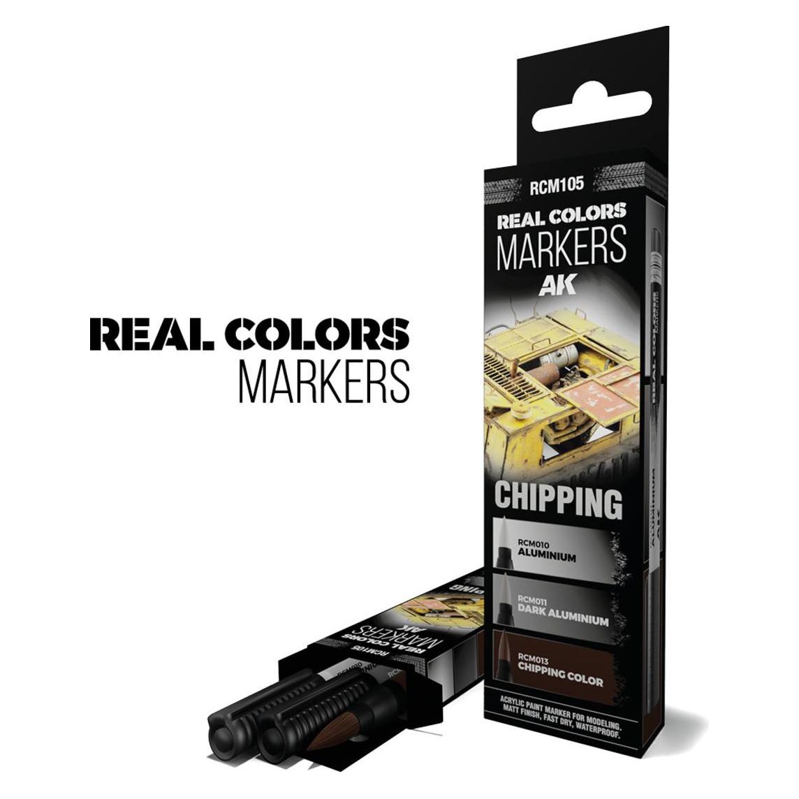AK Interactive Chipping - Set 3 Real Colors Markers (3x) (RCM105)
