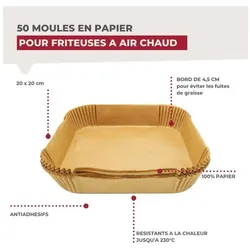 Fackelmann Set mit 200 quadratischen Papierförmchen für Heissluftfritteusen – – Sortiert – 20 cm, Zubehör Küchengeräte, Mehrfarbig