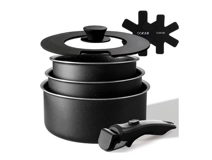 LuxusKollektion Topf-Set Topfset Induktion abnehmb. Griff 3tlg Schwarz