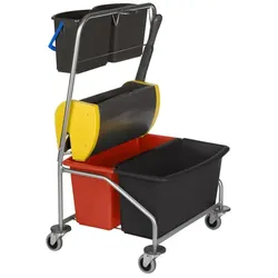 Vileda Twixter II Edelstahl Reinigungswagen inkl. 2x6L Eimer Putzwagen inkl. Twixter-Flachpresse und 2x20 L Behälter
