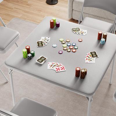 Garvee Gray 1 Pack Folding Card Table PU Padded Top 34 In Square