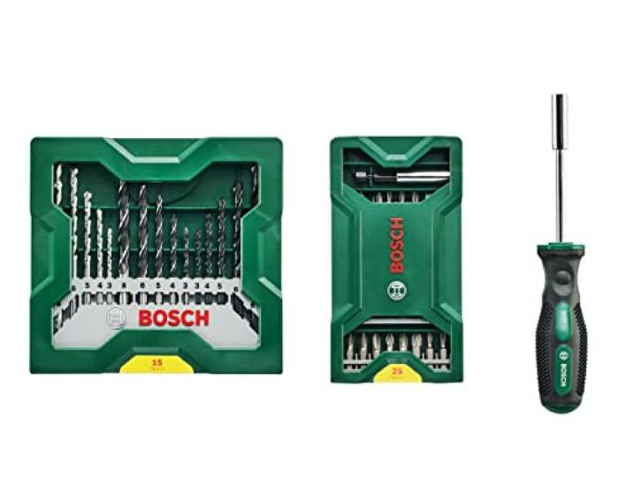 Bosch Accessories 25 + 15 + 1 mini-X-Line set plus handgreep (voor metaal, hout, steen, accessoires boormachine)