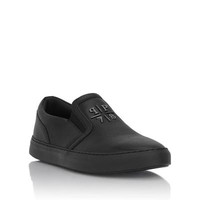 Slip-On Sneaker PHILIPP PLEIN "Slip On", Herren, Gr. 39, Normalschaft, 0202, schwarz, schwarz, Schuhe