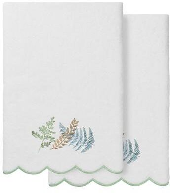 Authentic Hotel and Spa 100% Turkish Cotton FERN TOSS Scallop Embellished Towel Collection.