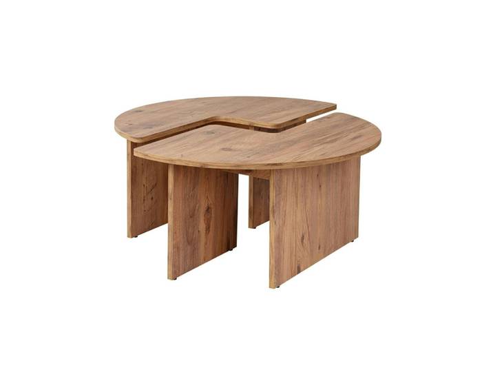 Table basse ronde design puzzle - décor pin