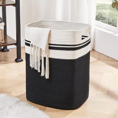 No "Tall Cotton Storage Basket with Handles - 16""L x 13""W x 22""H"