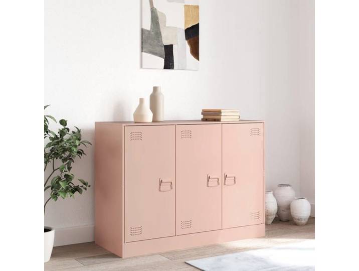Rose Buffet de rangement - SOLOMOON - Commode salon - rose 99x39x73 cm - acier FR6825