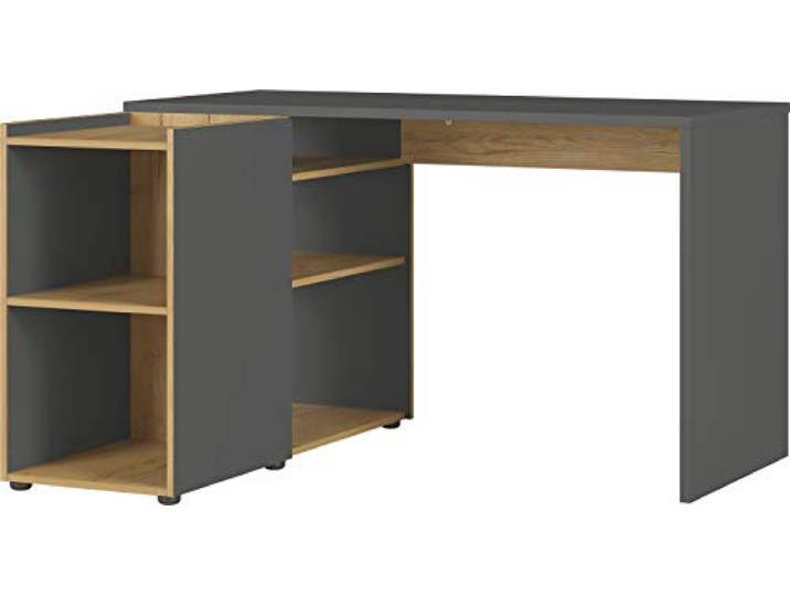 GERMANIA DIE MÖBELMACHER Schreibtisch 2974-549 GW-Austin, in Graphit/navarra-Eiche-Nachbildung, integriertes Sideboard mit offenen Fächern, 129x76x107 cm (BxHxT)