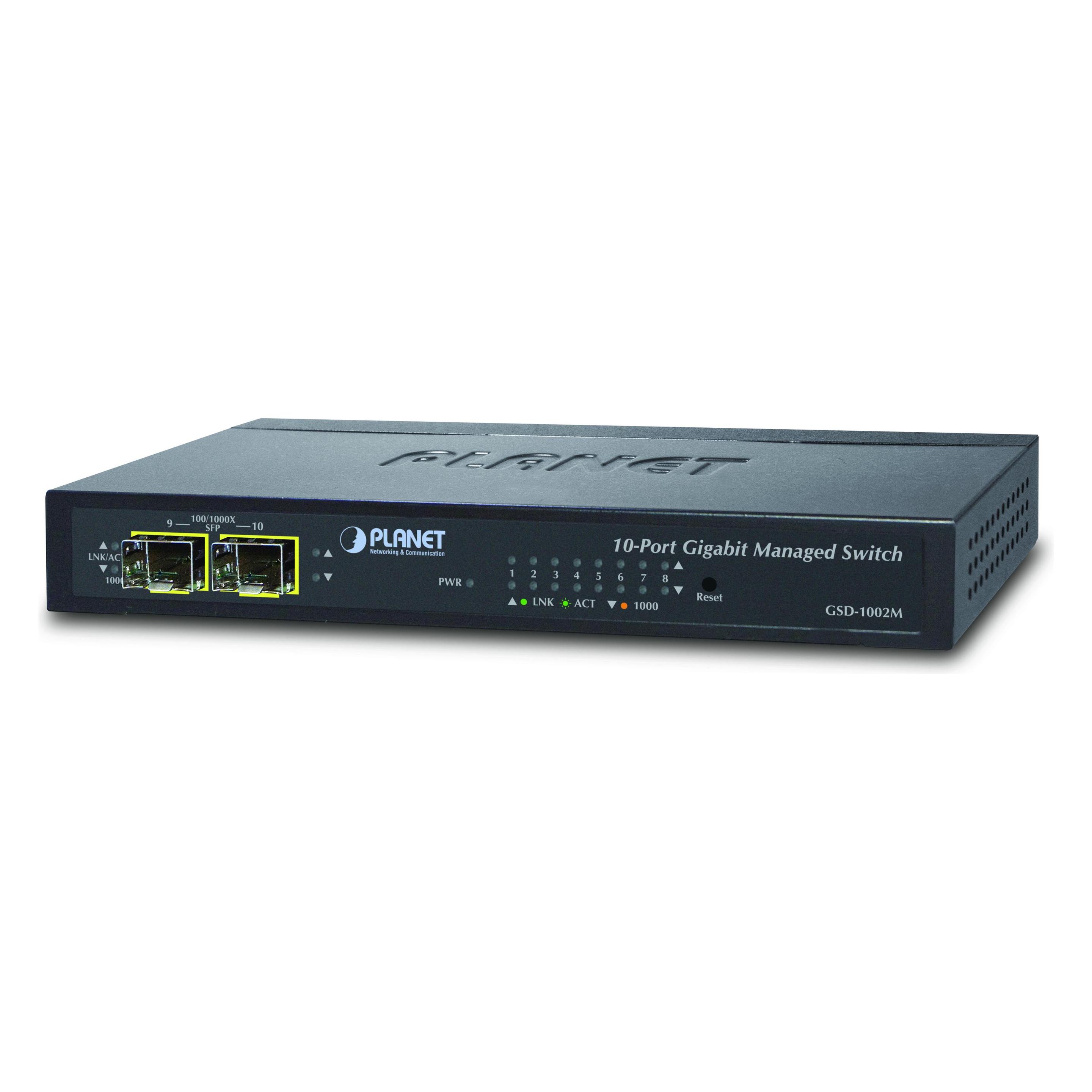 Planet 8-Port GE + 2-Port SFP Managed Desktop Switch (8 Ports) (GSD-1002M)