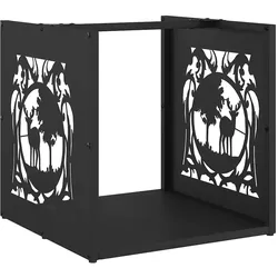 vidaXL Brennholzregal Schwarz 40x40x40 cm Kaltgewalzter Stahl