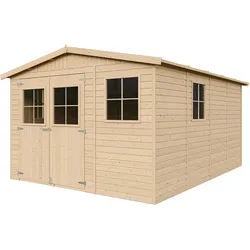 HOLZ-GARTENHAUS MIT IMPRÄGNIERTEM BODEN - H226x418x320 cm/12 m2 - M336+336G