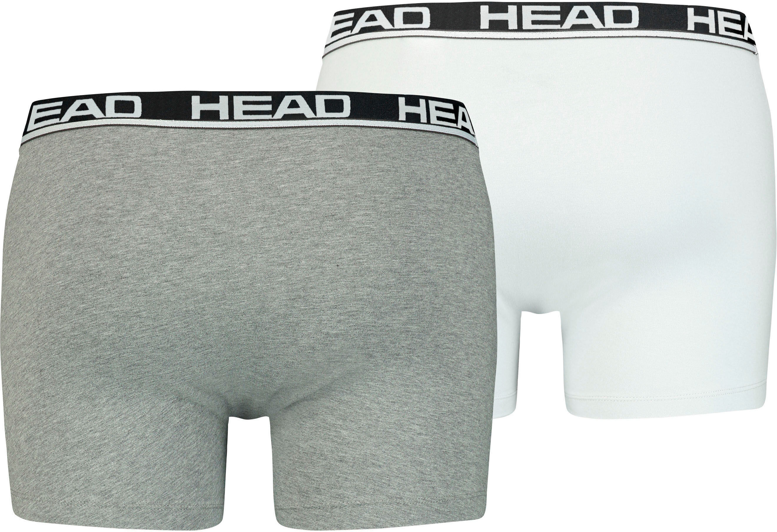 Boxer HEAD "HEAD BASIC BOXER 2P", Jungen, Gr. M, grau (grau combo), Obermaterial: 95% Baumwolle, 5% Elasthan, unifarben, körpernah, Unterhosen Boxer, mit elastischem Logobund grau combo M