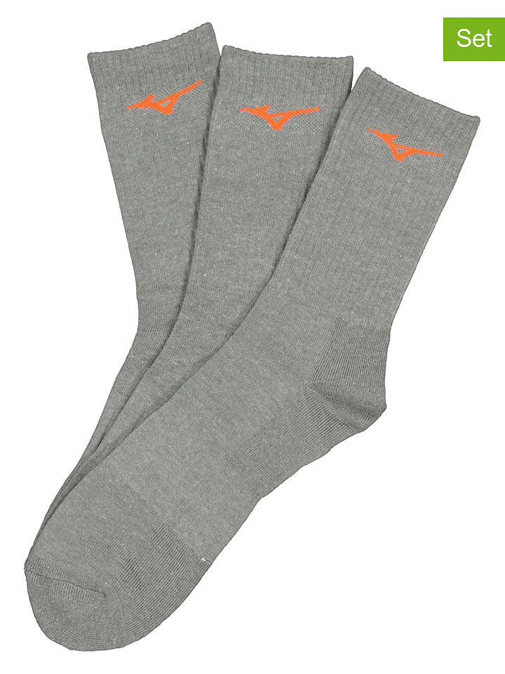 Mizuno 3er-Set: Sportsocken in Grau - 41-43