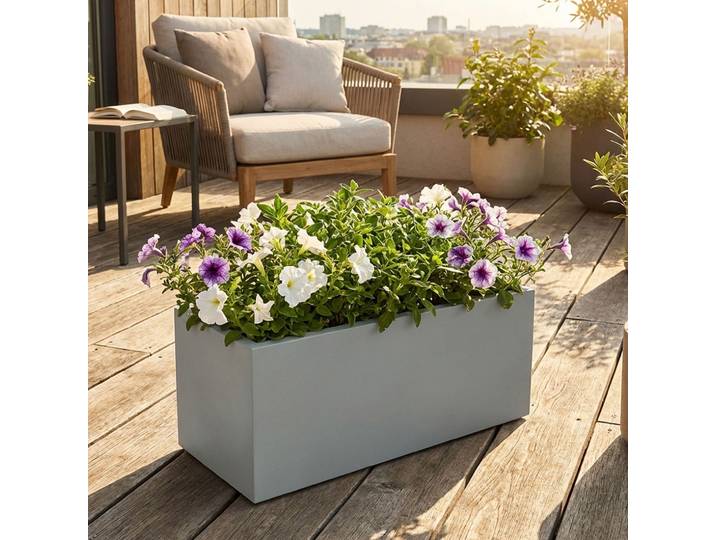 Pflanzkasten 35L aus Kunststoff, 78cm, beton-grau